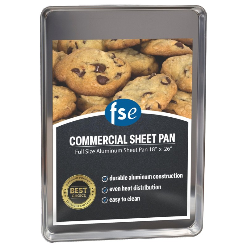 Fse Commercial Sheet Pan Full Size 16-Gauge Aluminum Bun Pan 18 L X 26 W X 1 H