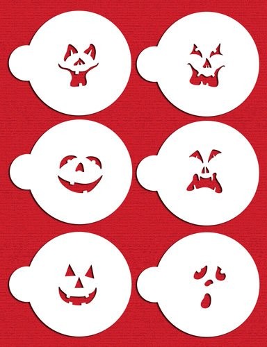 Pumpkin Halloween Faces Cake Stencils Beige Semi Transparent Decor Tool gallery