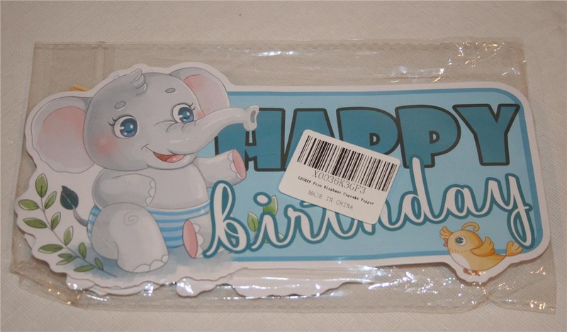 Blue Elephant Cake Cupcake Topper Happy Birthday 13 Pcs Baby Shower Party Picks