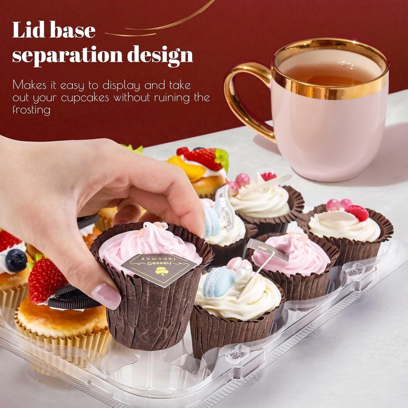 12 Count Cupcake Containers 12 Pack Cupcake Holders with Detachable Tall Dome... gallery