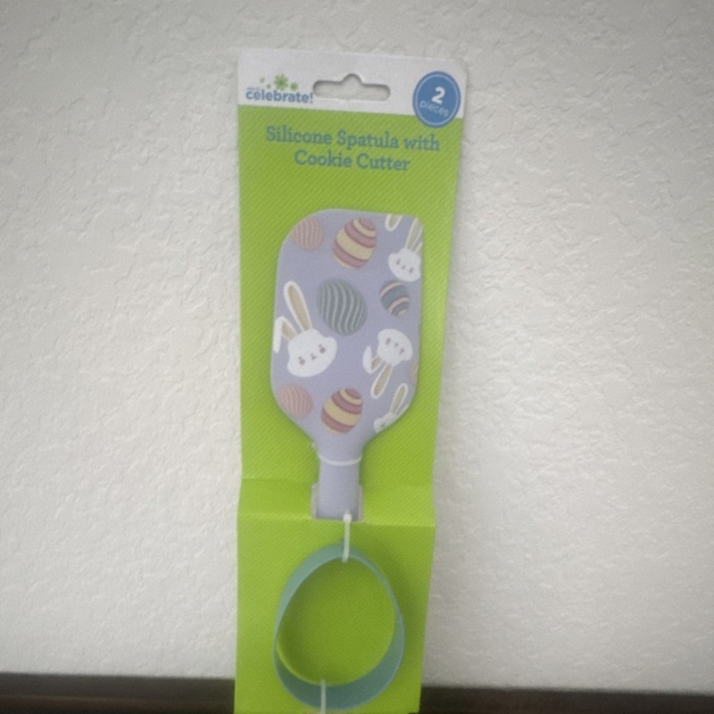 Celebrate Silicone Spatula & Metal Cookie Cutter Set, Easter Bunny Egg, 2 Pack gallery