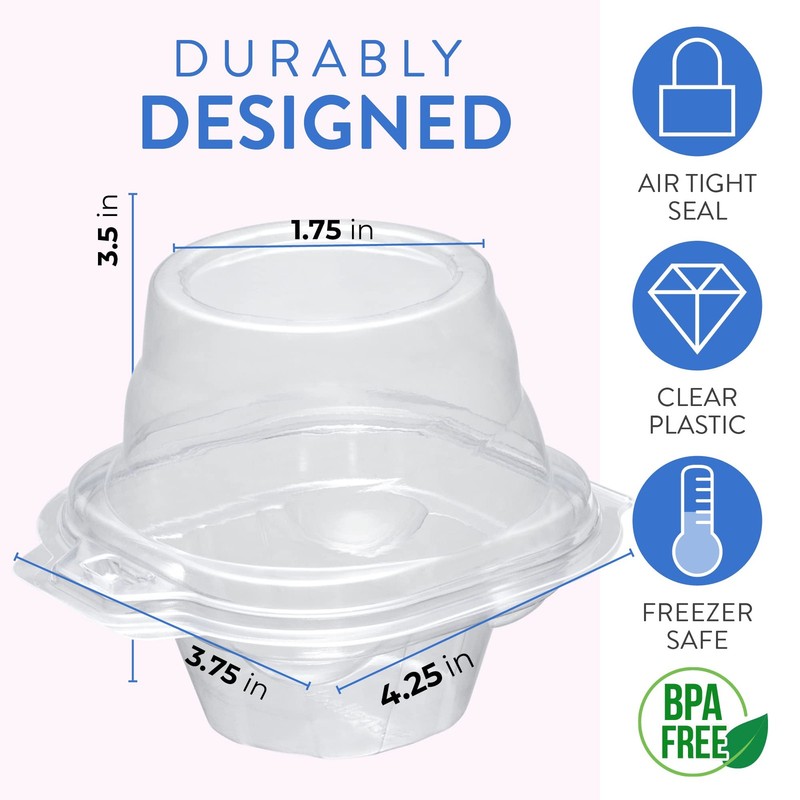 Individual Cupcake Containers (50 Pack) Clear Plastic Disposable Boxes / gallery