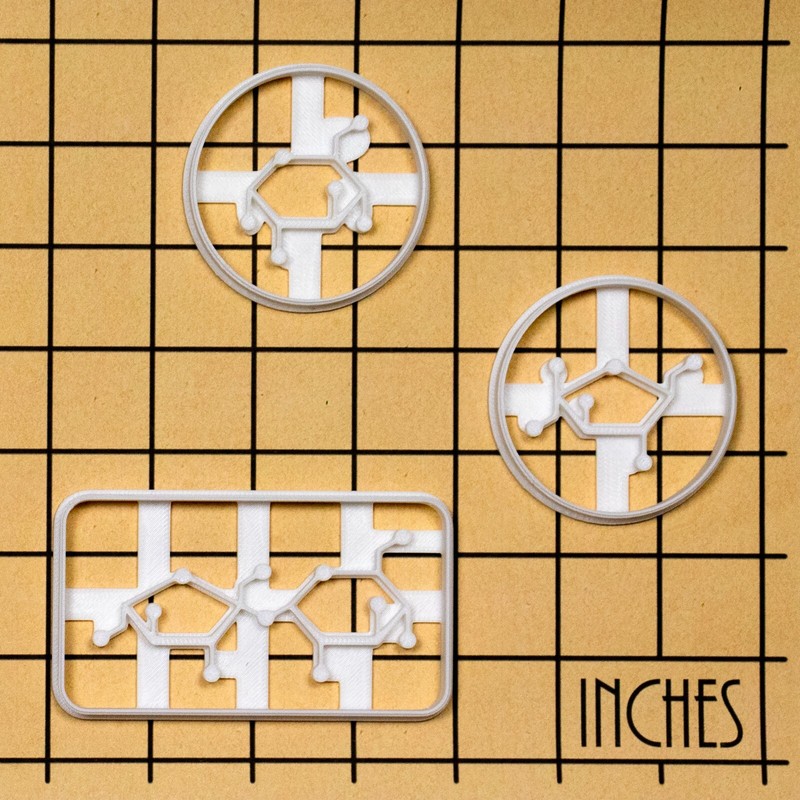 Set of 3 Sugar Molecule Cookie Cutters: Sucrose Fructose Glucose sweet science gallery