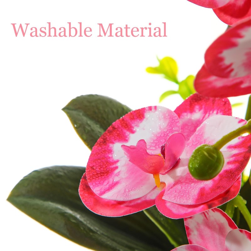 Wenhuidr Red Pink Fake Orchids Flowers in Pot Bendable Faux Orchids Artificial F gallery