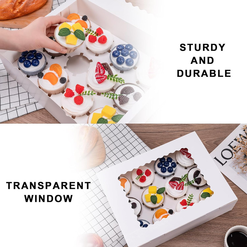 6PCS Cupcake Boxes - Hold 12 Count Cupcake Containers with Window, Food Grade Cu gallery