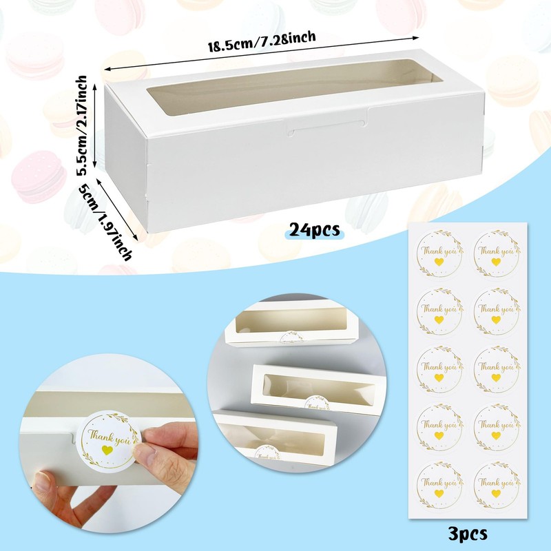 24 PCS White Macaron Packaging Boxes With Window Dessert Gift Containers gallery