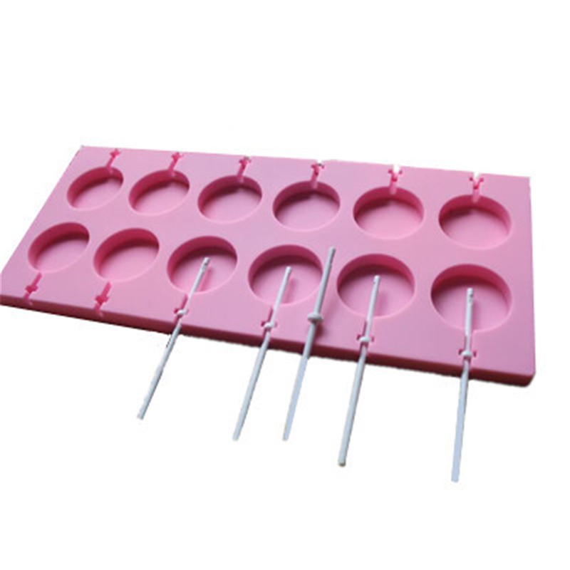 12 Capacity Round Shape Silicone Lollipop Mould Tray Candy Lollypop Mold Sticks gallery