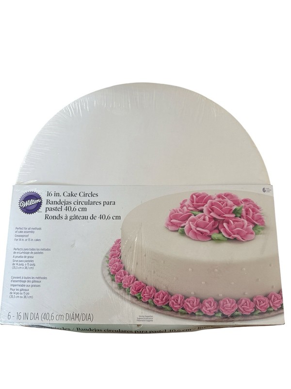 Wilton 16 In Cake Circles 6 Pcs Cake Assembly Greaseproof for 14 or 15 In Cakes