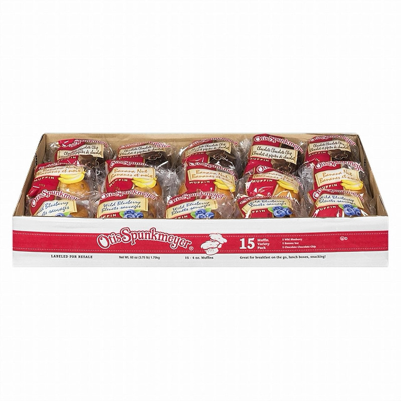 , Assorted Muffins, (15 Ct., 4 Oz.Per Muffin), Blueberry, Banana, Chocolate, 1.7