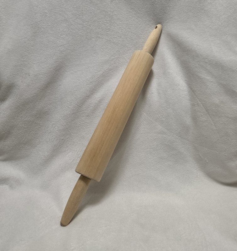 Vintage 17″ Wooden Rolling Pin with Handles, Mid Century Farmhouse Kitchen Decr