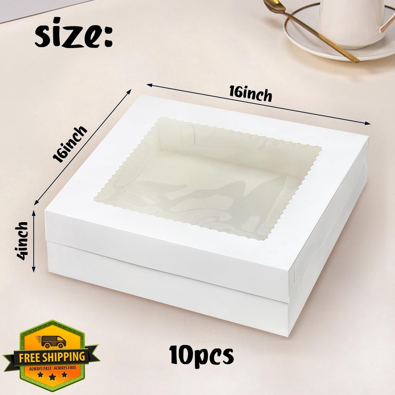 KEEPARTY 16x16x4 Inch 10pc Cake Boxes gallery