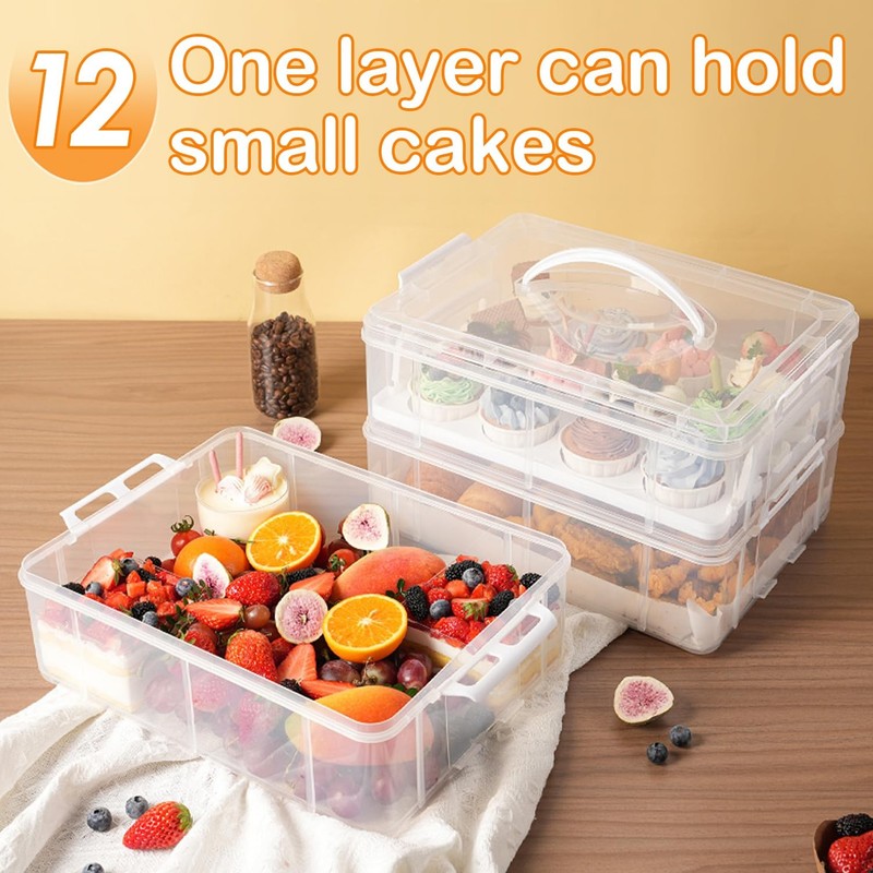 Cupcake Carrier Stackable Storage Container Collapsible Cake Carrier with Lid... gallery