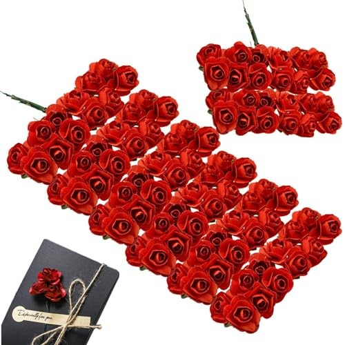 144 Pcs Artificial Mini Fake Rose Flower, Handmade Small Paper Flowers for gallery