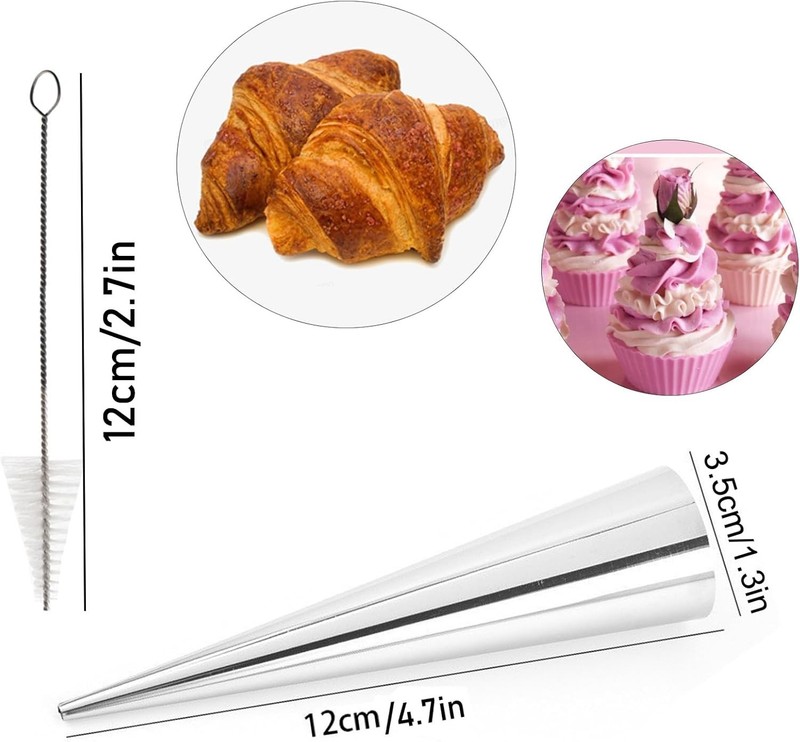 20pcs Cream Horn Molds For Baking Non-Stick Conical Cannoli Tubes Molds 4.7in... gallery