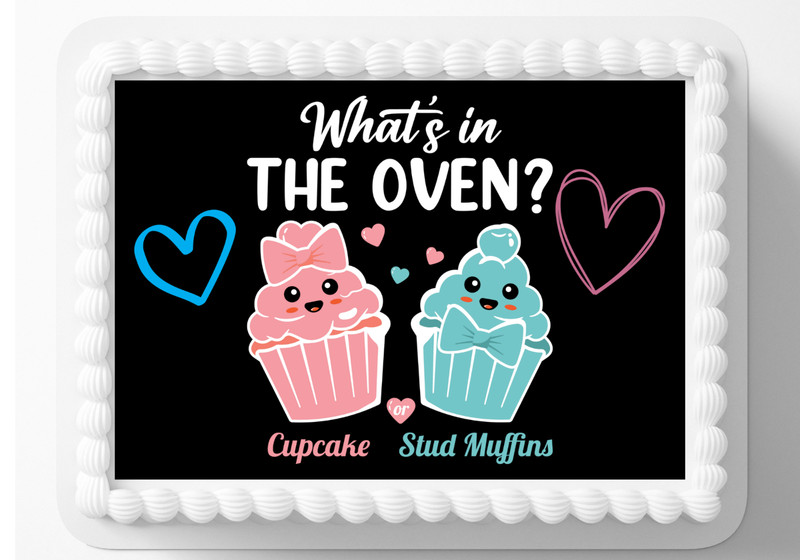Gender Reveal Stud Muffin Or Cupcake Edible Image Cake Topper Sticker Decal