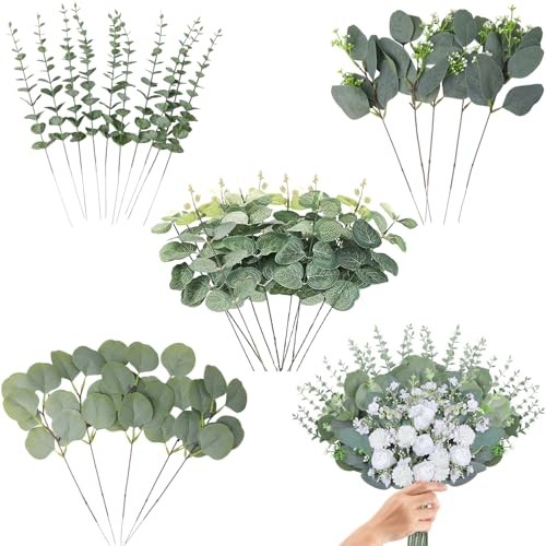 Bulk Eucalyptus Stems - 4 Kinds Mixed Artificial Silver - 30 Dollar Eucalyptus gallery