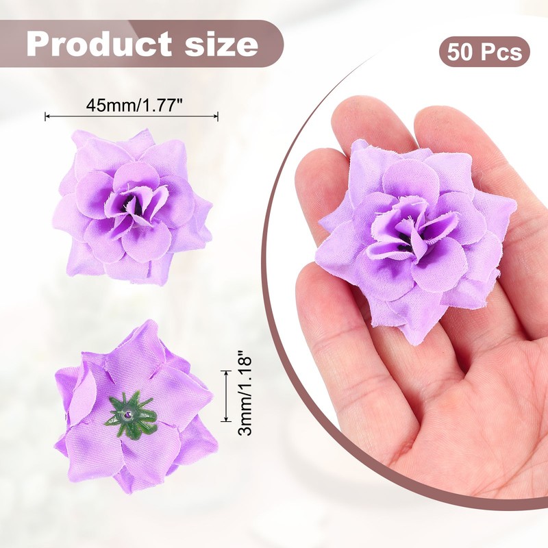 50pcs Artificial Roses 1.77 Inch Wedding Fake Flowers Light Purple DIY gallery