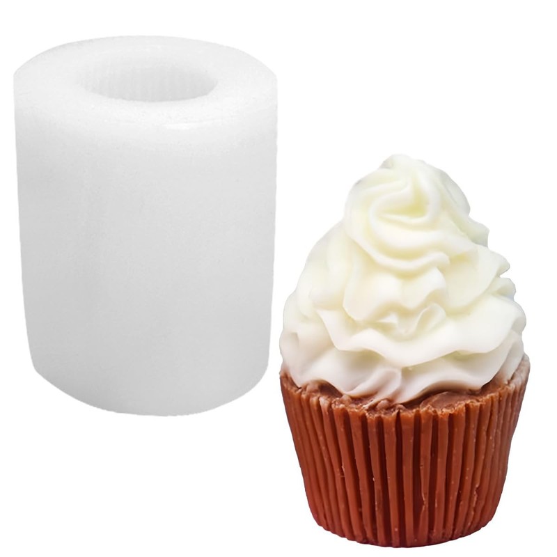 Cupcake Shape Soap Mold Ice Cream 3.18 x 2.55 x 3.26 inches, White