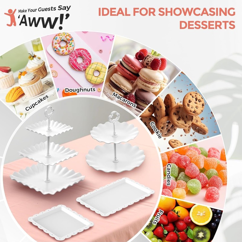 12Pcs Dessert Table Display Set, Cupcake Stand, 3-Tier Cup Cake Tower Stands ... gallery