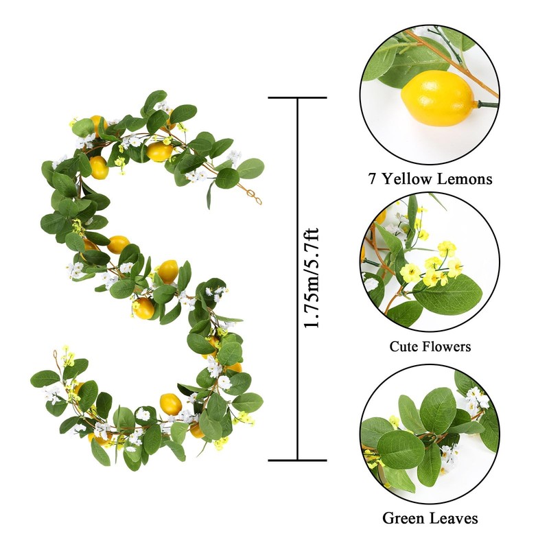 U'Artlines Uartlines 4Pcs Total 22 Ft Artificial Lemon Garland Spring Summer gallery