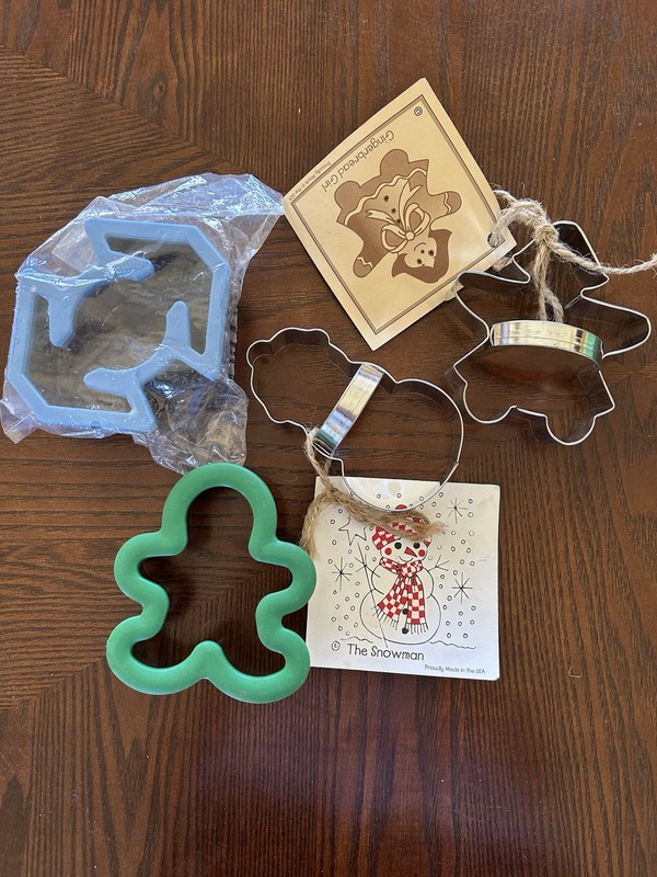 Ann Clark Cookie Cutter Gingerbread Girl & Snowman USA Bakeware 01-063 01-119