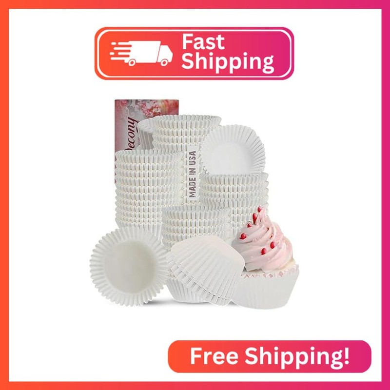 White Standard Size Cupcake Paper Baking Cup Liners- 2” x 1-1/4=4.5 -APPX. 2 PA