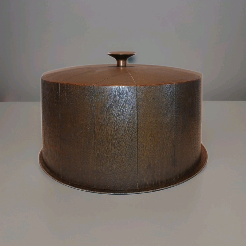 MCM Thermo Serv Brown Cake Carrier Server Dome Cover Wood Grain, Plastic Charger