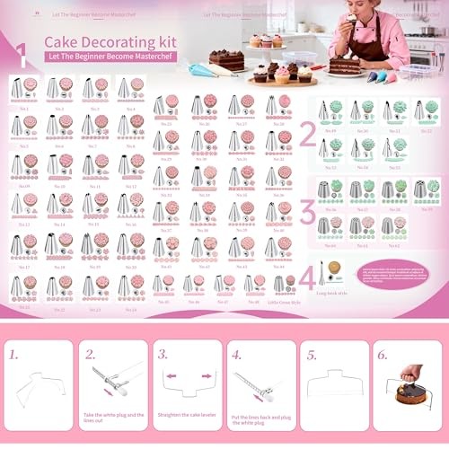 Cake Decorating Kit - Cake Turntable for Decorating with Baking Light Pink gallery