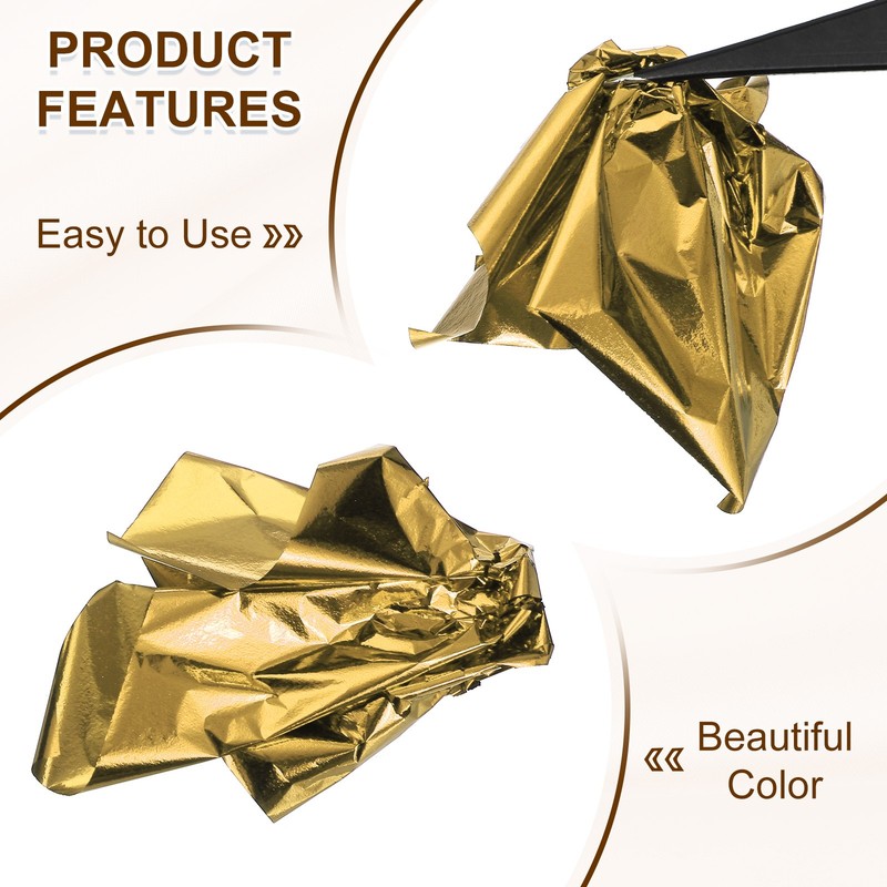 120pcs Leaf Sheets, 3.5" x 3.5" Metallic Foil Leaf Paper Gold gallery