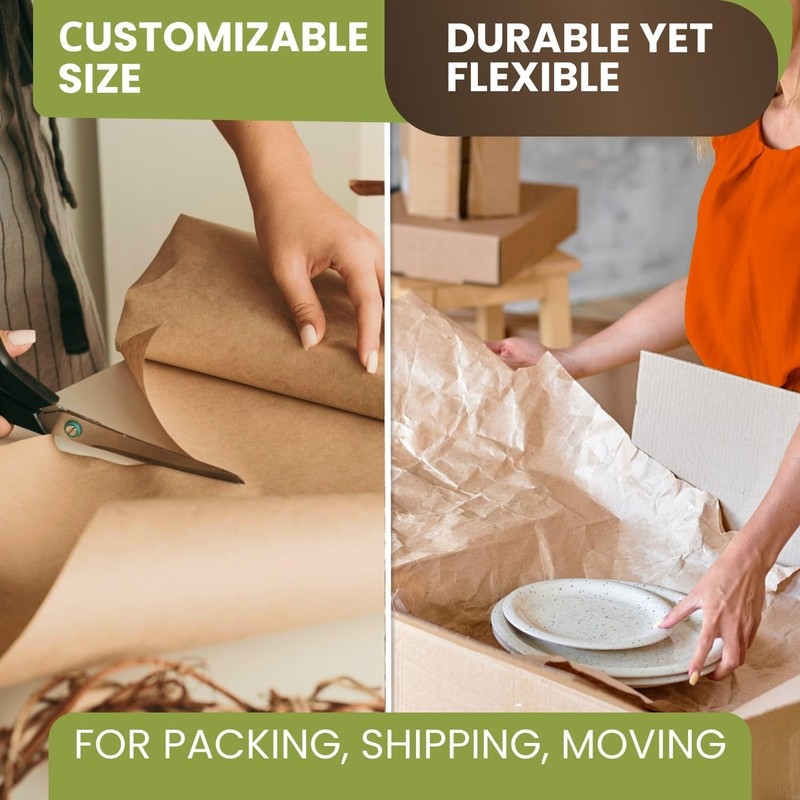 24" x 1200" (100 ft) Natural Kraft Paper Roll – USA Made Non-Toxic, Odorle gallery