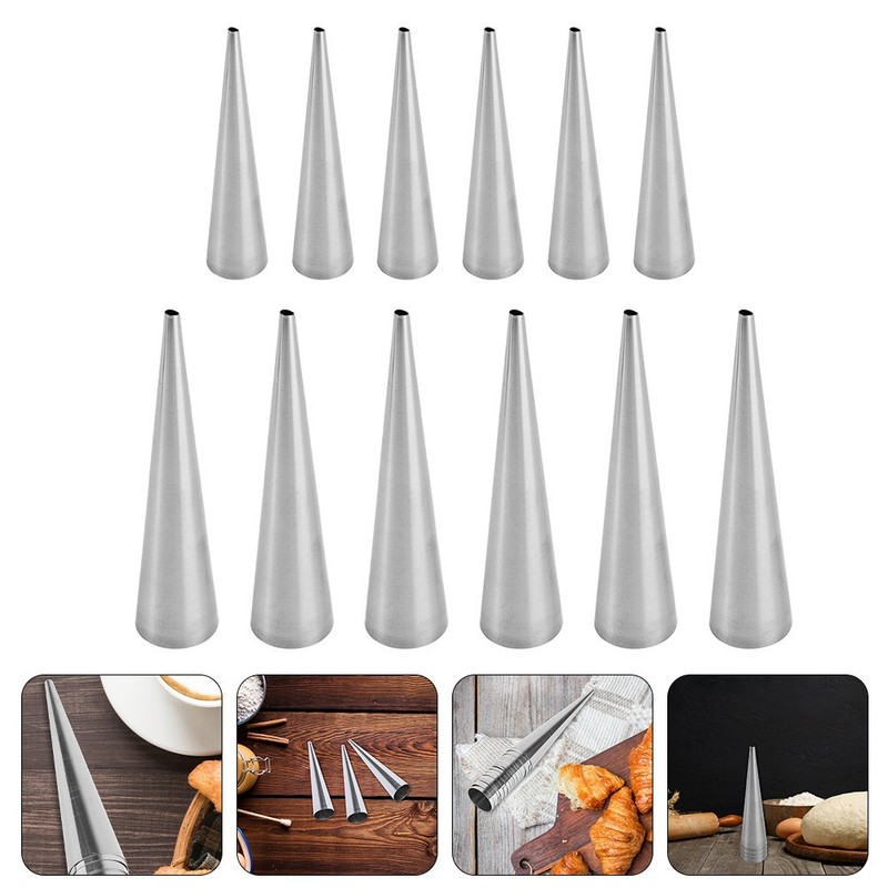 12Pcs Reusable Stainless Steel Croissant Mold Conical Pastry Tubes for Baking gallery