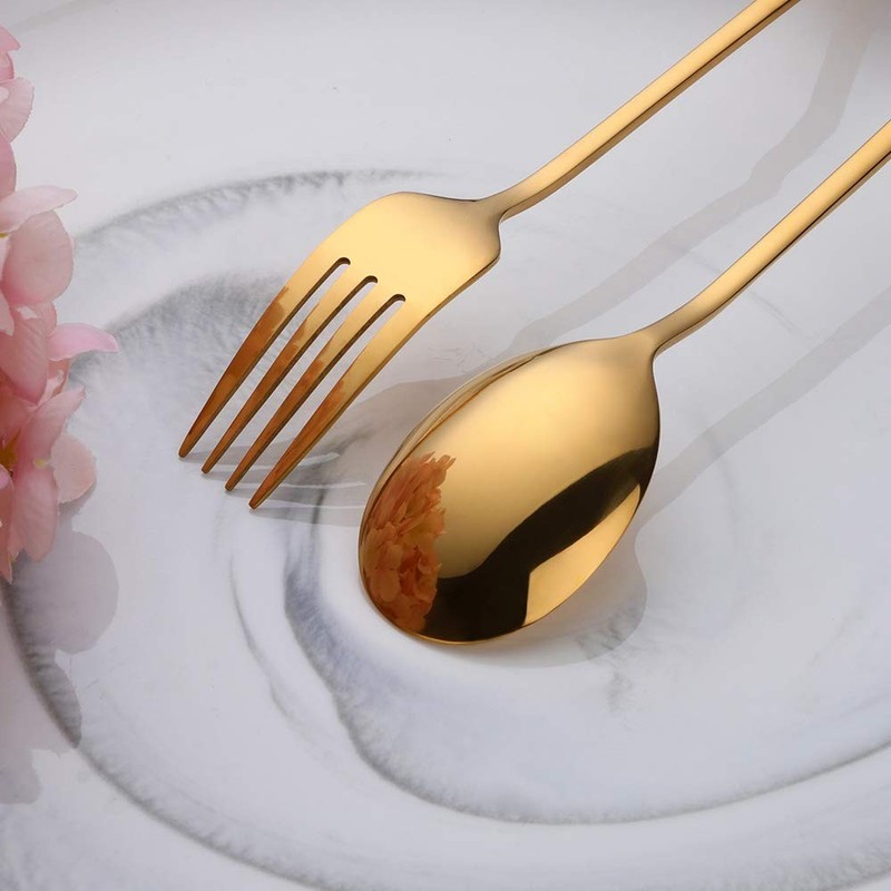 2 PCS Stainless Steel Korean Chopsticks Spoons Fork Set Portable Gold gallery