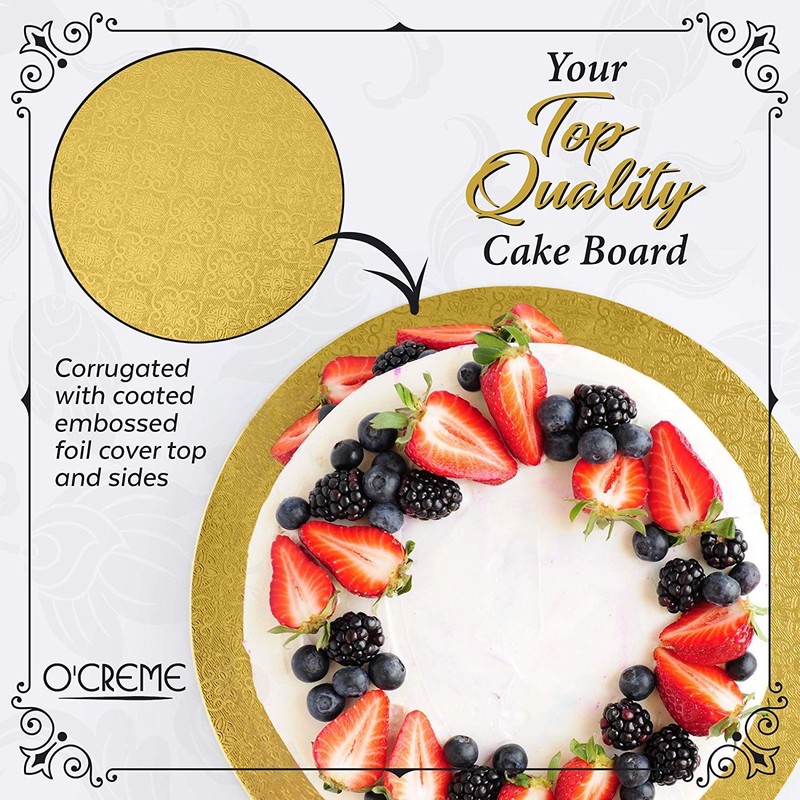 10 PCS 10 Inch Gold Wraparound Cake Pastry Round Drum Board 1/4 Inch Thick gallery
