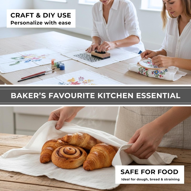 White - Flour Sack Tea Towels For Kitchen - For Embroidery Crafting Baking So... gallery