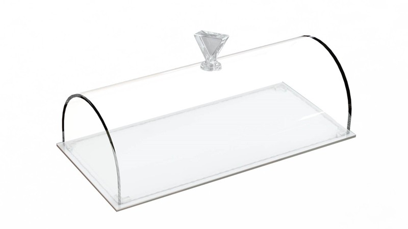 Rectangular Acrylic Tray and Cake Dome, 11 Inches Long, Set of 2 gallery