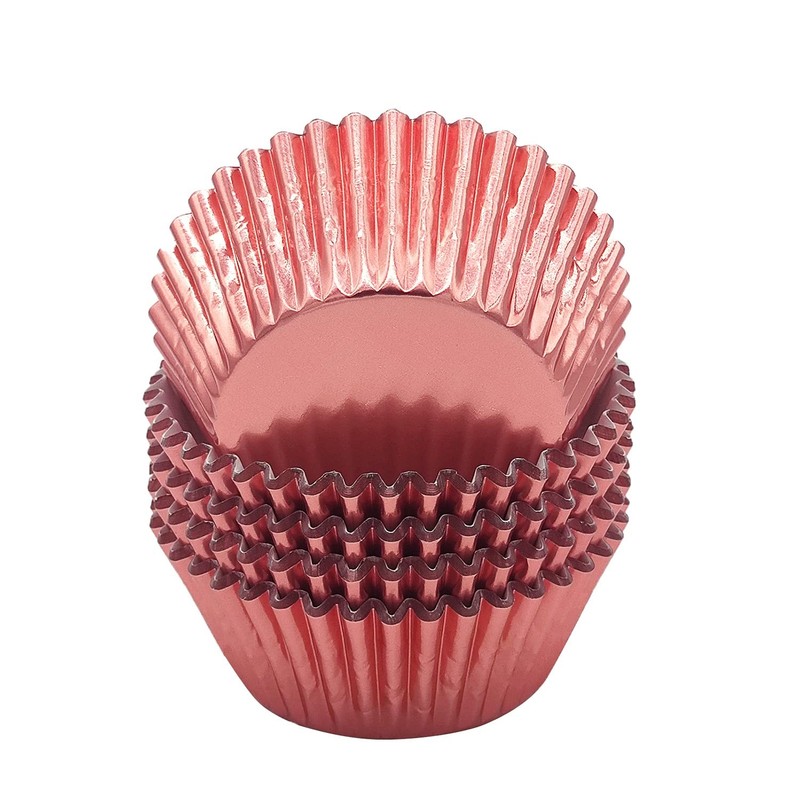 Rose Gold Foil Cupcake Liners 100 Count Standard Muffin Baking Cups Party