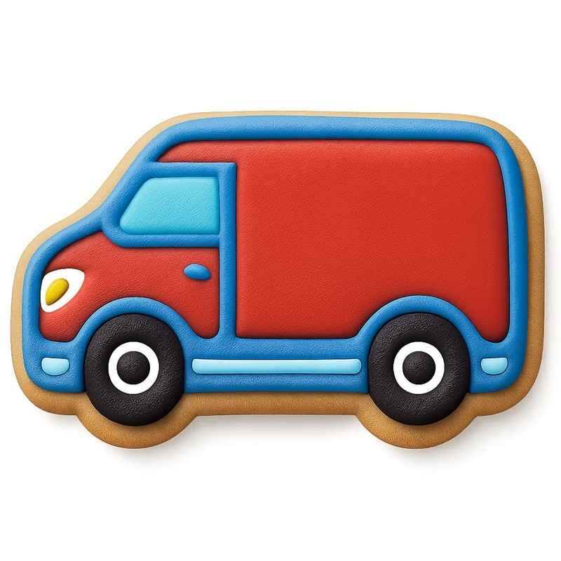Long Haul Van Cookie Cutter & Stamp, Fondant & Clay – 4×2.7