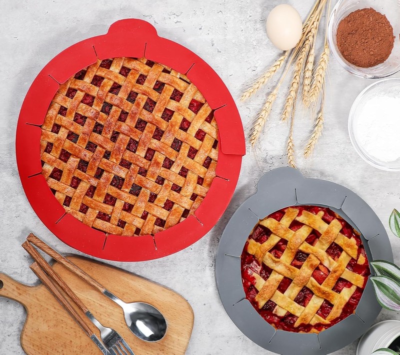 Webake Pie Crust Protector Shield Adjustable 2. Shield, Red + Grey gallery