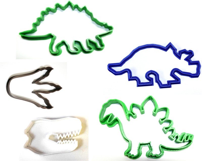 DINOSAURS T-REX TRICERATOPS STEGOSAURUS SET OF 5 COOKIE CUTTER TOOL PR1033