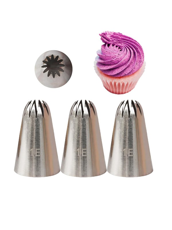 Extra Large Drop Flower Piping Tip 1E for Frosting 3 PCS Cake Decorating Set