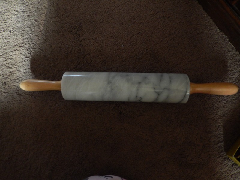 Polished Marble Rolling Pin With Wooden Handles 18″ Inch Long 10″ Barrel