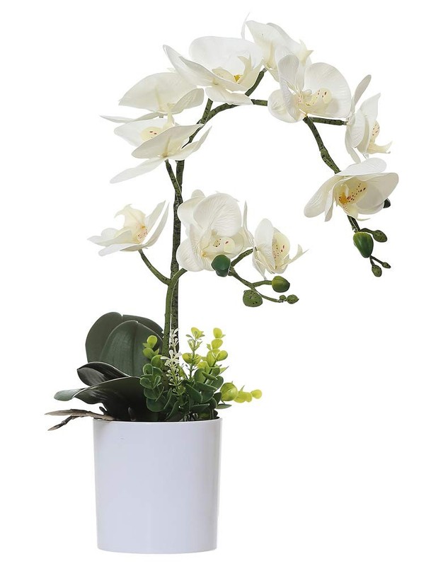 Olrla 17 High White Orchid Artificial Flower In Pot Table Centerpiece OL-PH-BS2Z