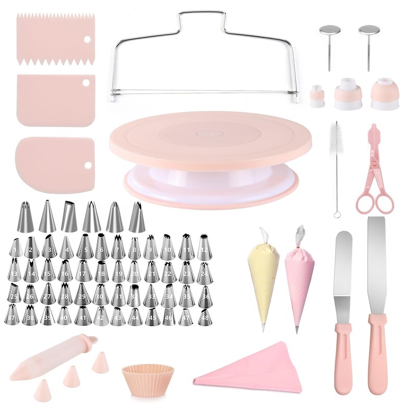 107PCS Cake Decorating Kit Includes Revolving cake turntable for decorating, …