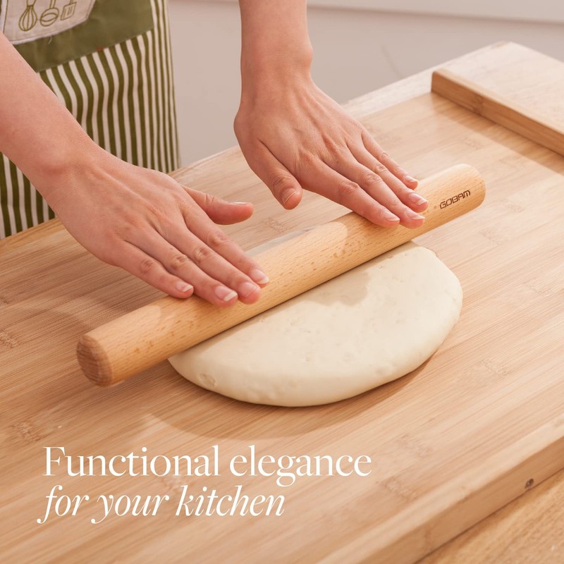 Wood Rolling Pin Medium Dough Roller For Pasta Pizza Baking 13x1.38 Inch gallery