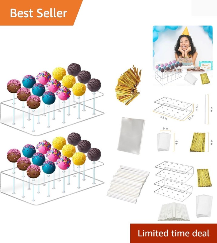 Acrylic Lollipop Holder,2PC Cake Pop Stand Display Cake Pop Holder 100PCS Lol…