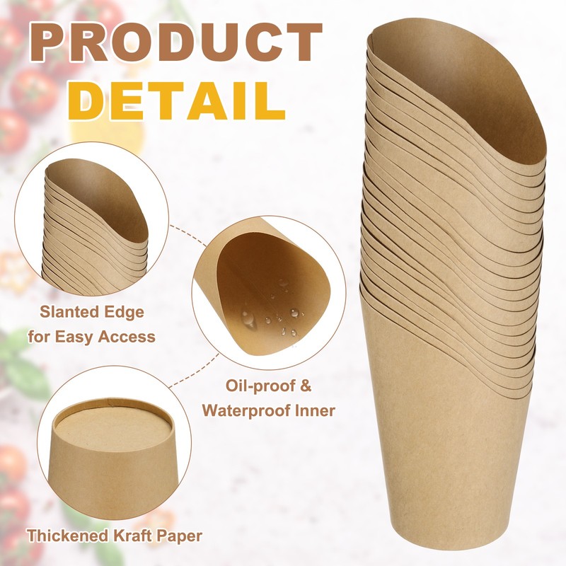 150Pcs French Fries Holder, 16oz Disposable Paper Charcuterie Cups, Brown gallery