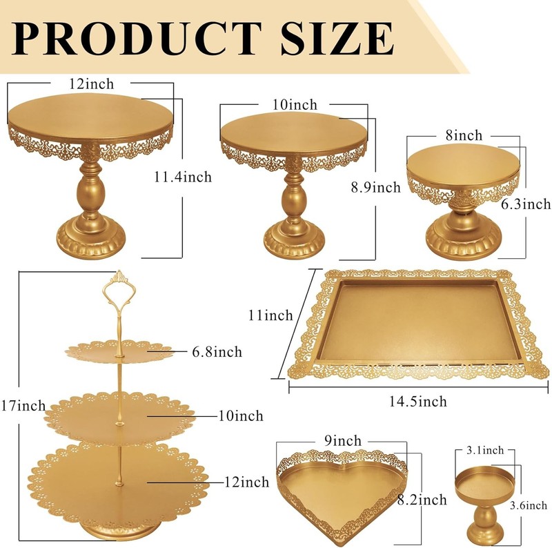 Set of 9 Cake Stands Metal Cupcake Stand Set Multiple Styles Candy Fruit Display gallery
