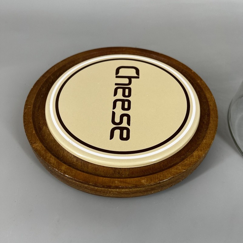 Vintage Goodwood Teak Wood Plate Covered Glass Dome Cake Cupcake Cheese Tray gallery