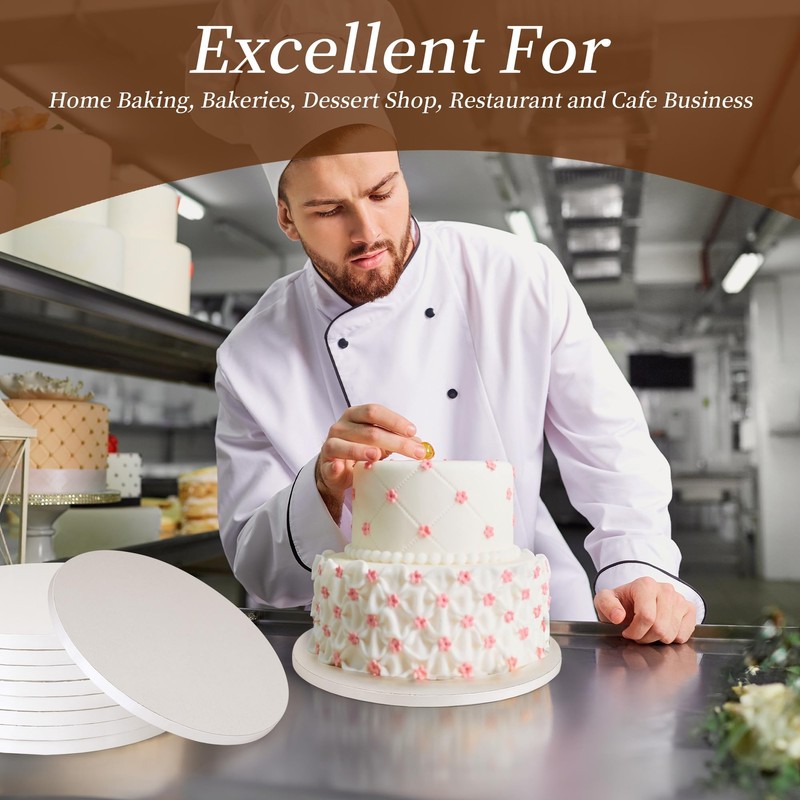 Cake Drums 10 Inch Round Cake Boards 1/2" Thick Food-Grade Corrugated Cardboa... gallery