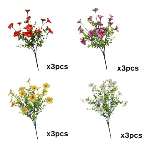 Artificial Outdoor Flowers 12 Bundles Spring Summer Silk Fake Multi Colour 1# gallery
